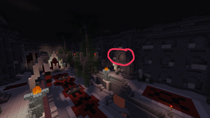 The third button is located in the Bone Throne room, behind yet another gravel wall.